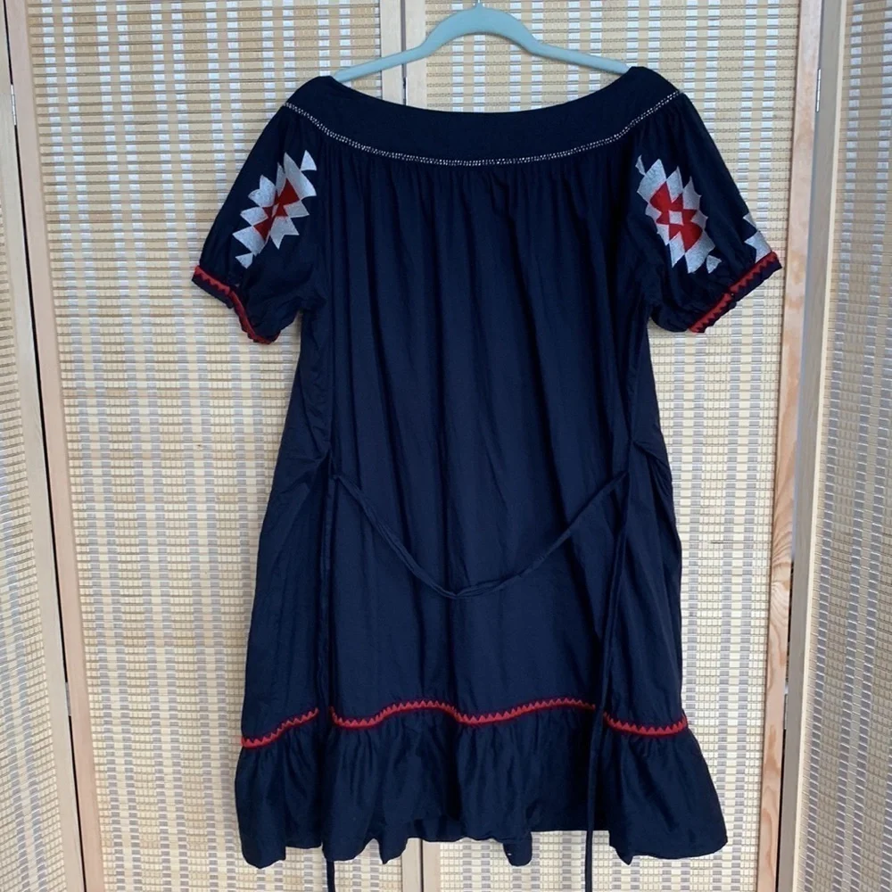 Tory Burch Alicia Embroidered Cotton Voile Boho embroidered Dress, size 10